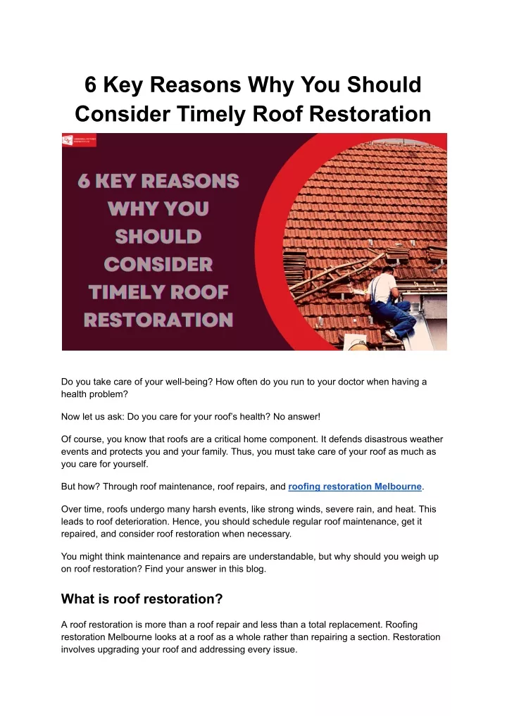 6 key reasons why you should consider timely roof