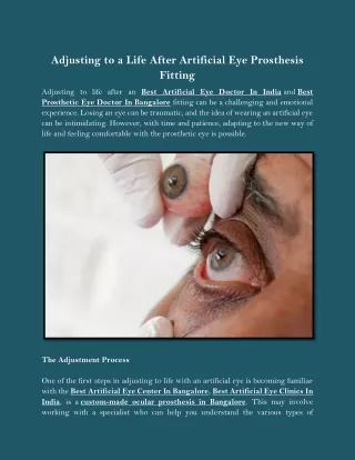 adjusting to a life after artificial