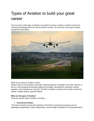 types of aviation to build your great career