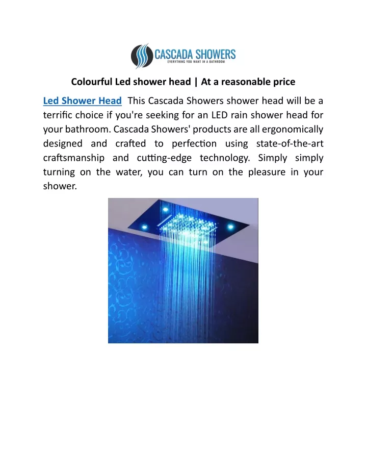 colourful led shower head at a reasonable price