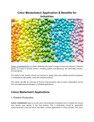 Color Masterbatch Application & Benefits for Industries - Article - Kandui