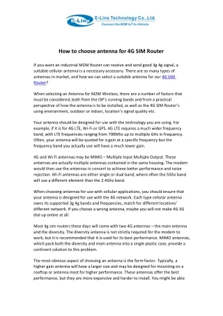 how to choose antenna for 4g sim router