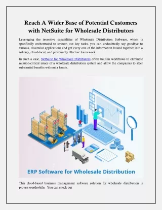 Reach A Wider Base of Potential Customers with NetSuite for Wholesale Distributors
