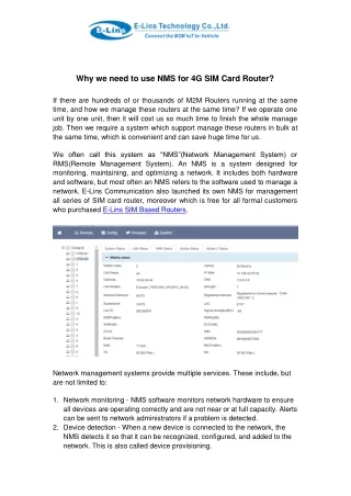 why we need to use nms for 4g sim card router