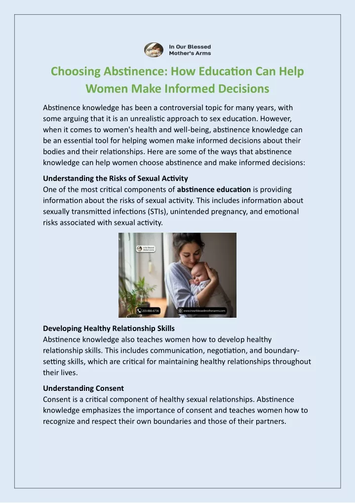 choosing abstinence how education can help women