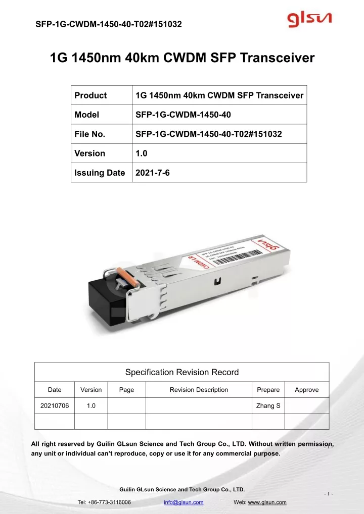 sfp 1g cwdm 1450 40 t02 151032