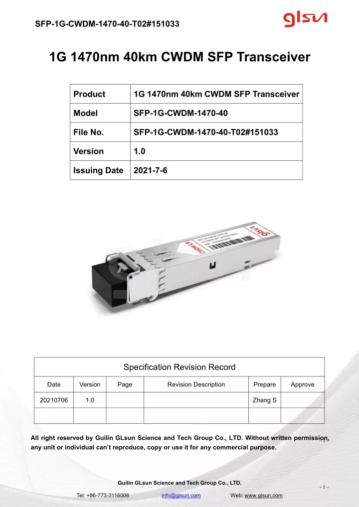 sfp 1g cwdm 1470 40 t02 151033