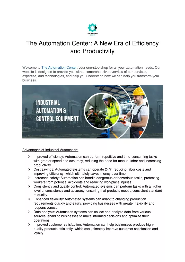 the automation center a new era of efficiency