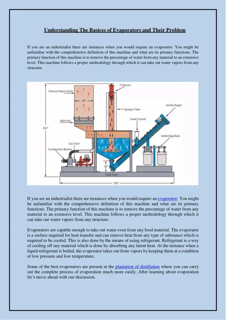 understanding the basices of evaporators