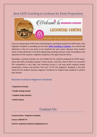 best gate coaching in lucknow for exam preparation
