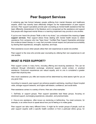 Peer Support Services_ Why do you need it_