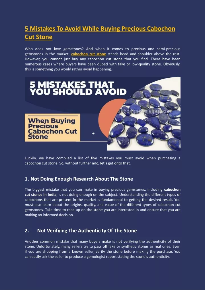 5 mistakes to avoid while buying precious