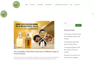 The Versatility of Rice Bran Fatty Acid in Different Types of Food Products