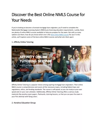Discover the Best Online NMLS Courses for Your Needs