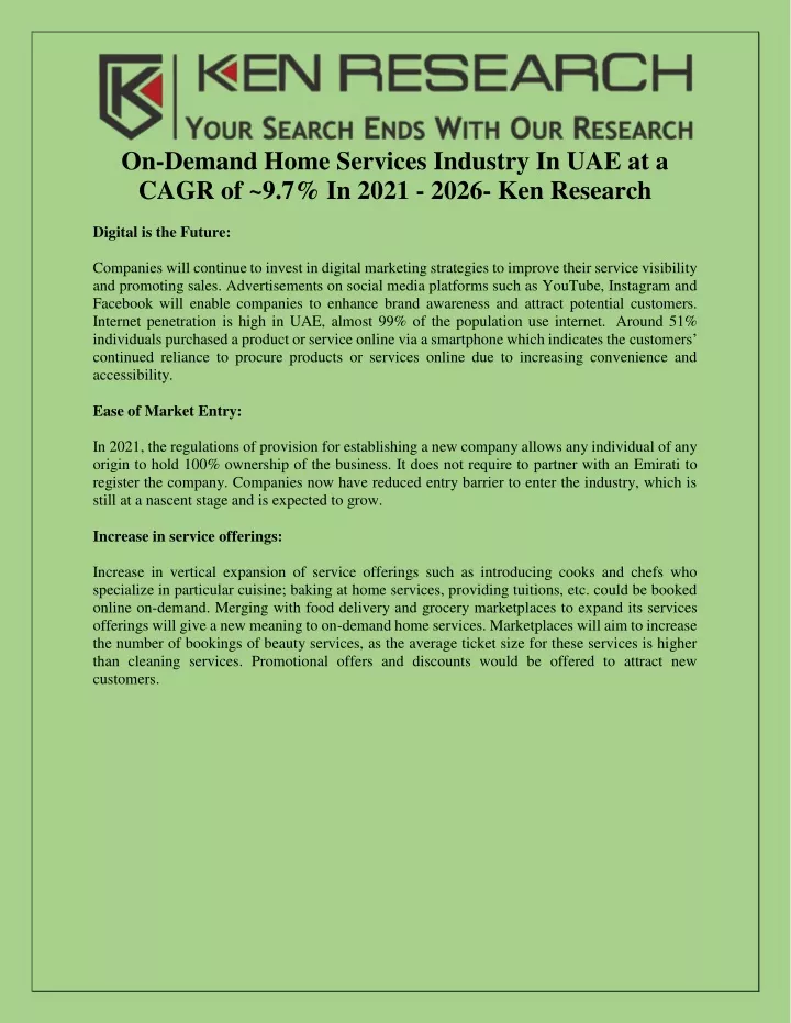 on demand home services industry in uae at a cagr