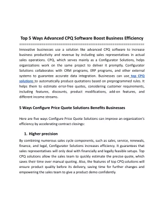 top 5 ways advanced cpq software boost business