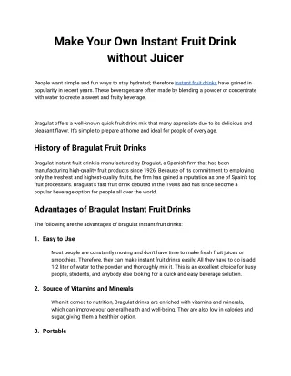 make your own instant fruit drink without juicer
