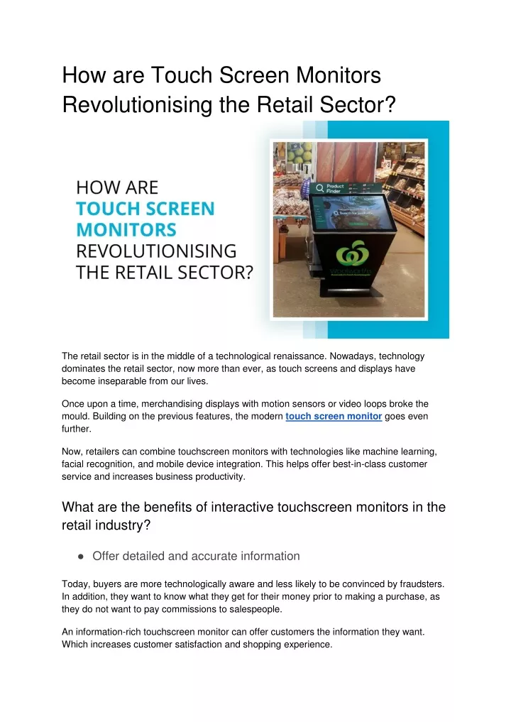 how are touch screen monitors revolutionising