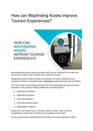 how can wayfinding kiosks improve tourism