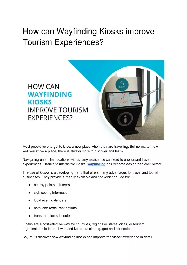 how can wayfinding kiosks improve tourism