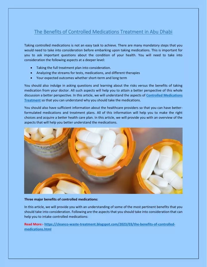 PPT - The Benefits of Controlled Medications Treatment in Abu Dhabi ...