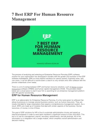 7 Best ERP For Human Resource Management