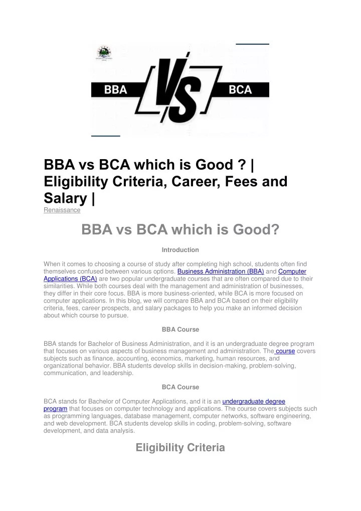 bba vs bca which is good eligibility criteria