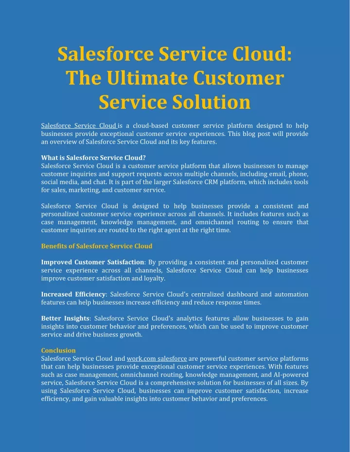 salesforce service cloud the ultimate customer