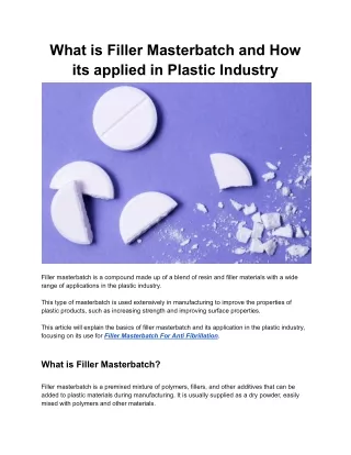 What is Filler Masterbatch and How its applied in Plastic Industry - Article - Kandui