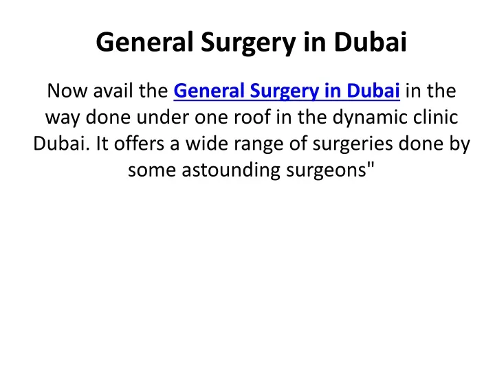 general surgery in dubai
