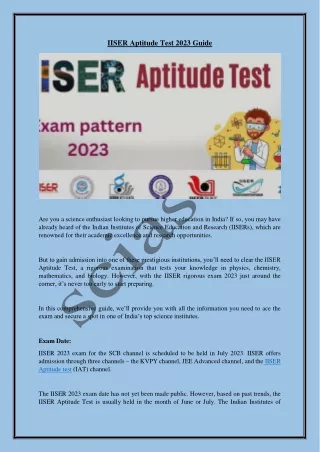 iiser aptitude test 2023 guide
