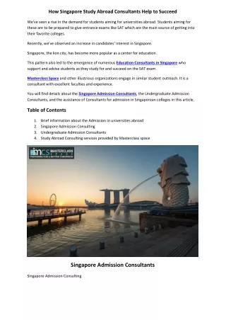 how singapore study abroad consultants help
