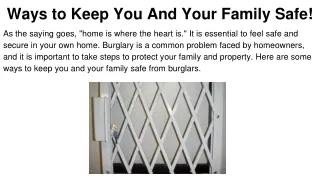 ways to keep you and your family safe