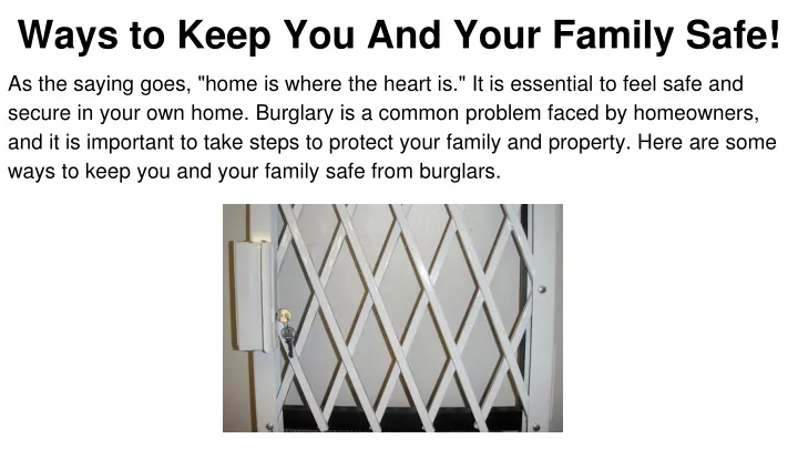 ways to keep you and your family safe