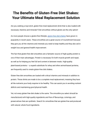 The Benefits of Gluten-Free Diet Shakes_ Your Ultimate Meal Replacement Solution