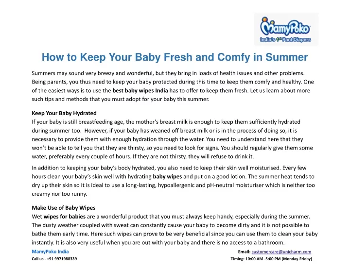 how to keep your baby fresh and comfy in summer