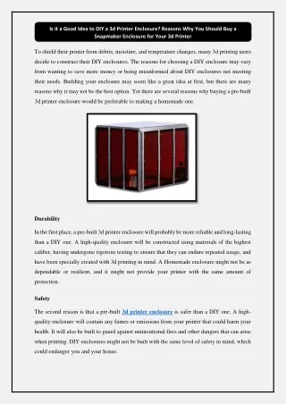 is it a good idea to diy a 3d printer enclosure
