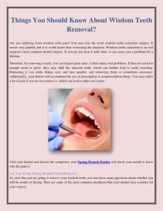 Things You Should Know About Wisdom Teeth Removal?