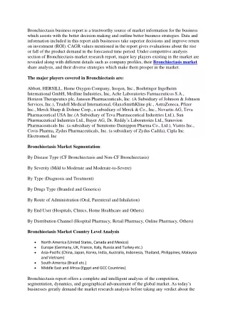 bronchiectasis business report is a trustworthy