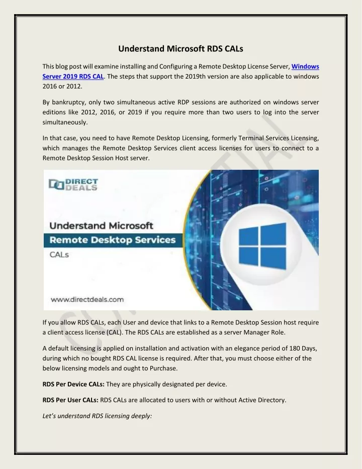 understand microsoft rds cals