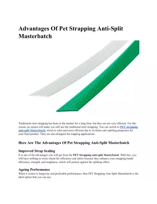 Article - Advantages Of Pet Strapping Anti-Split Masterbatch.docx