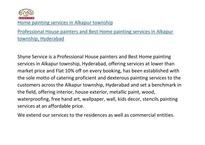 home painting services in alkapur township