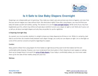 is it safe to use baby diapers overnight