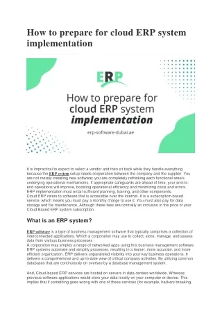 How to prepare for cloud ERP system implementation
