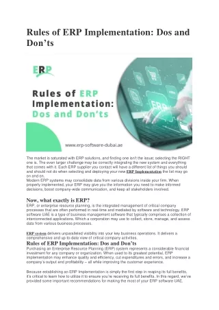 Rules of ERP Implementation