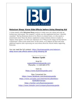 relaxium sleep know side effects before using