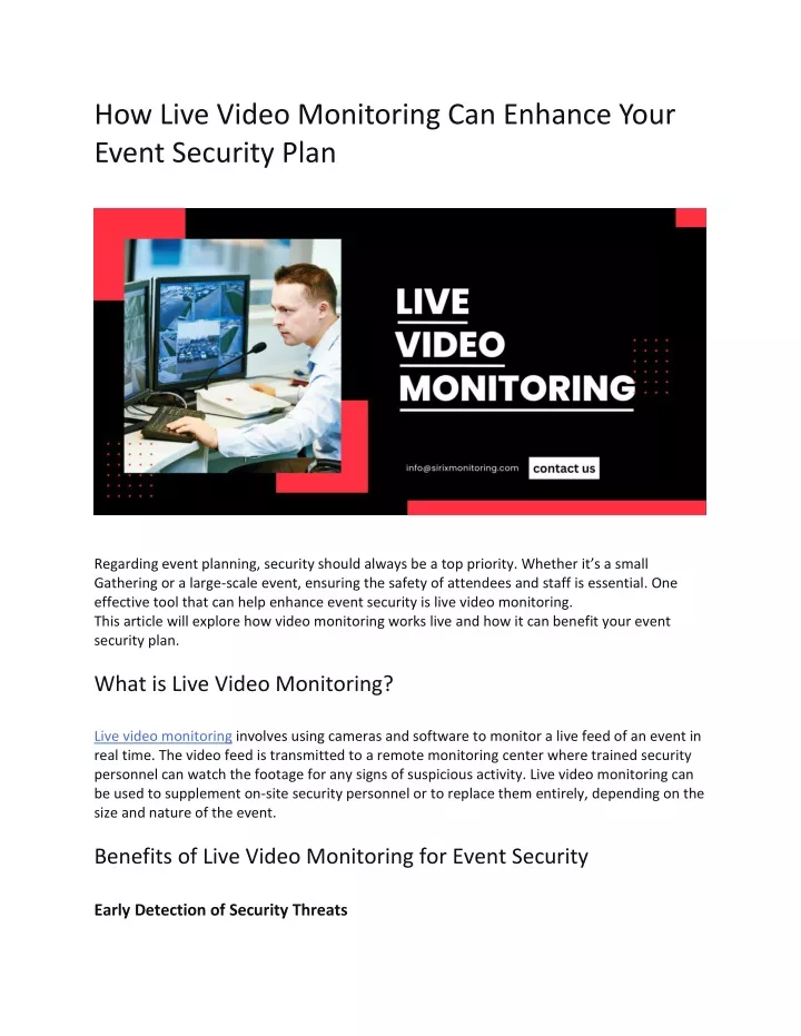 how live video monitoring can enhance your event