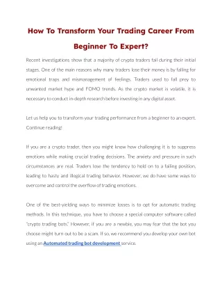 how to transform your trading career from