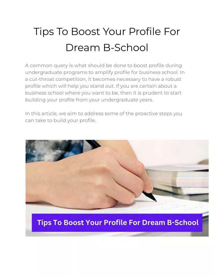 tips to boost your profile for dream b school