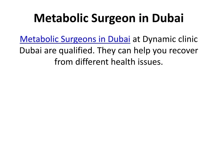 metabolic surgeon in dubai